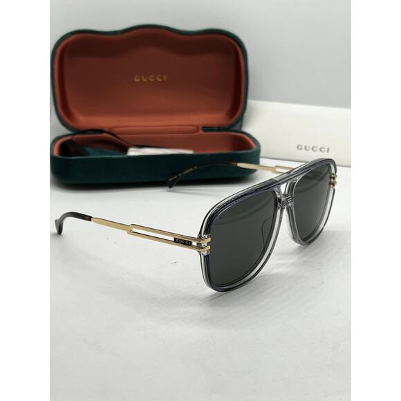 NEW Gucci GG1105S 001 Grey Gradient Frame Aviator Sunglasses - Picture 3 of 9
